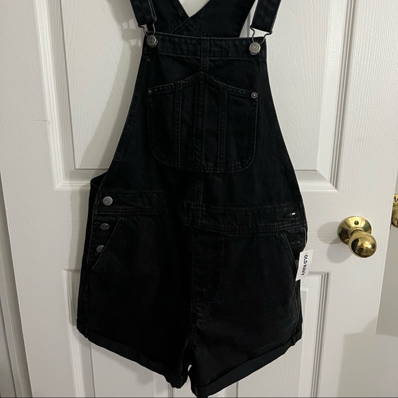 Short overalls black denim NEW WITH TAGS - Picture 1 of 6
